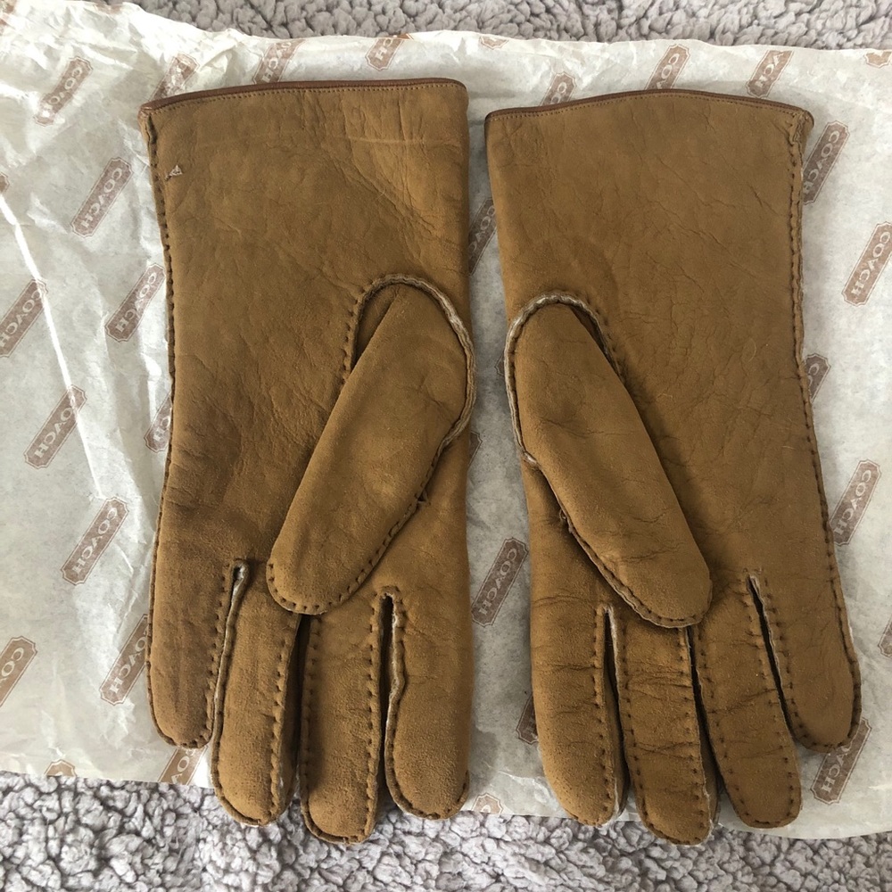 Coach suede shearling gloves (L)
